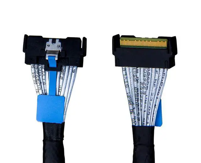 Alt view image 2 of 4 - PCIe 5.0  x8 to 2*.  Adapter,-- 74Pin to 2*- 68Pin Cable with Power, Mini Cooledge IO Cable 80CM