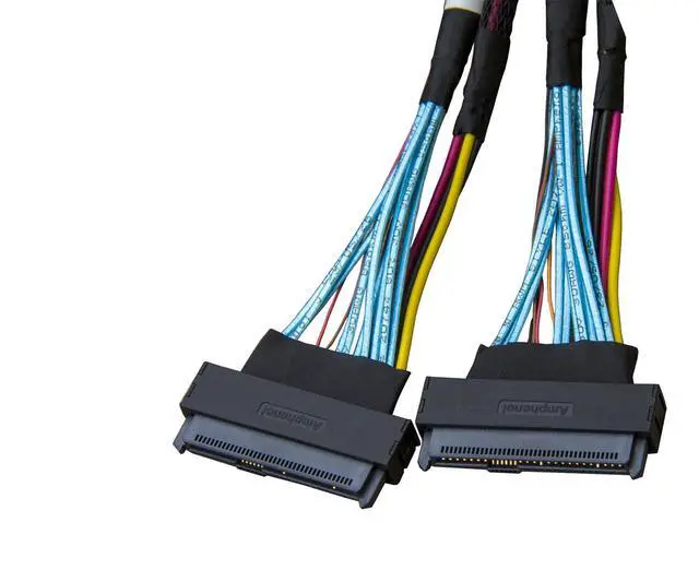 Alt view image 3 of 4 - PCIe 5.0  x8 to 2*.  Adapter,-- 74Pin to 2*- 68Pin Cable with Power, Mini Cooledge IO Cable 80CM