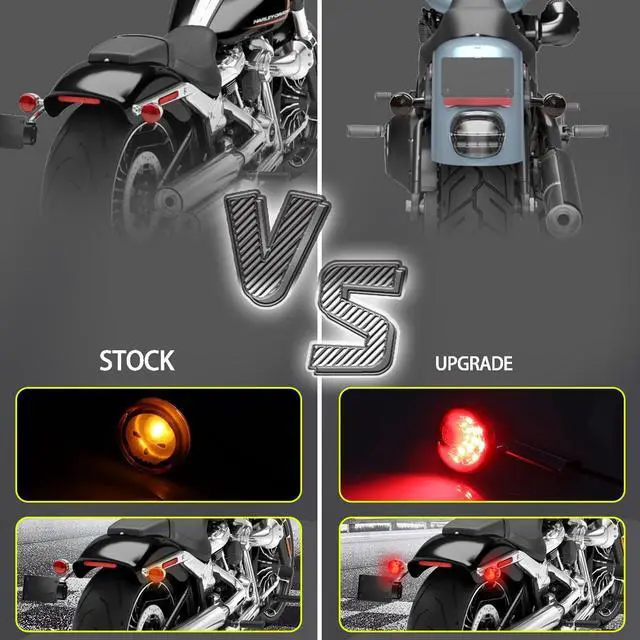 Alt view image 3 of 7 - Universal Smoked Bullet Front Rear LED Turn Signals, Motorcycle Brake Taillights 12V Tail Lights Compatible with Halrey Sportster XL1200 Iron 883 Touring Dyna - 2Pcs