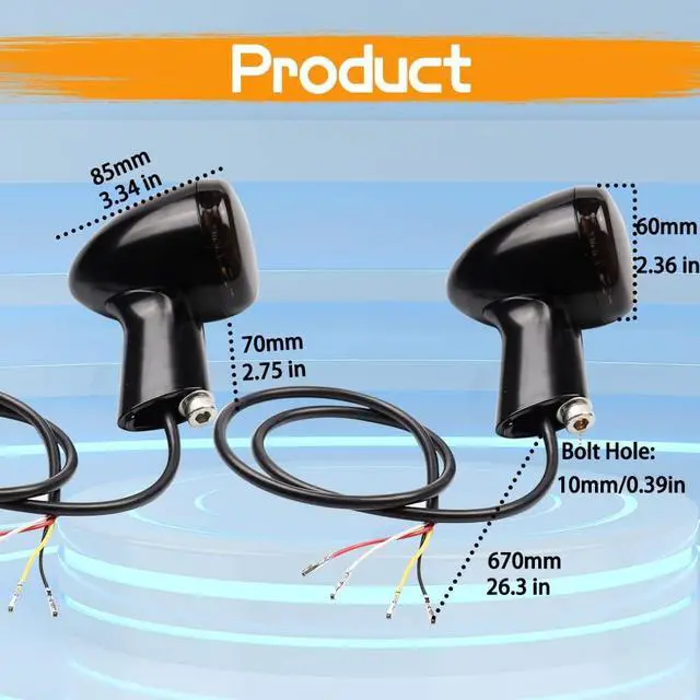 Alt view image 7 of 7 - Universal Smoked Bullet Front Rear LED Turn Signals, Motorcycle Brake Taillights 12V Tail Lights Compatible with Halrey Sportster XL1200 Iron 883 Touring Dyna - 2Pcs