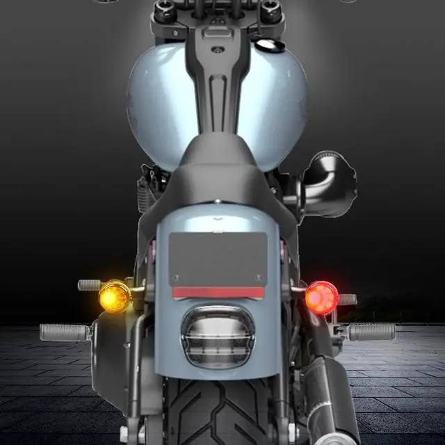 Alt view image 6 of 7 - Universal Smoked Bullet Front Rear LED Turn Signals, Motorcycle Brake Taillights 12V Tail Lights Compatible with Halrey Sportster XL1200 Iron 883 Touring Dyna - 2Pcs
