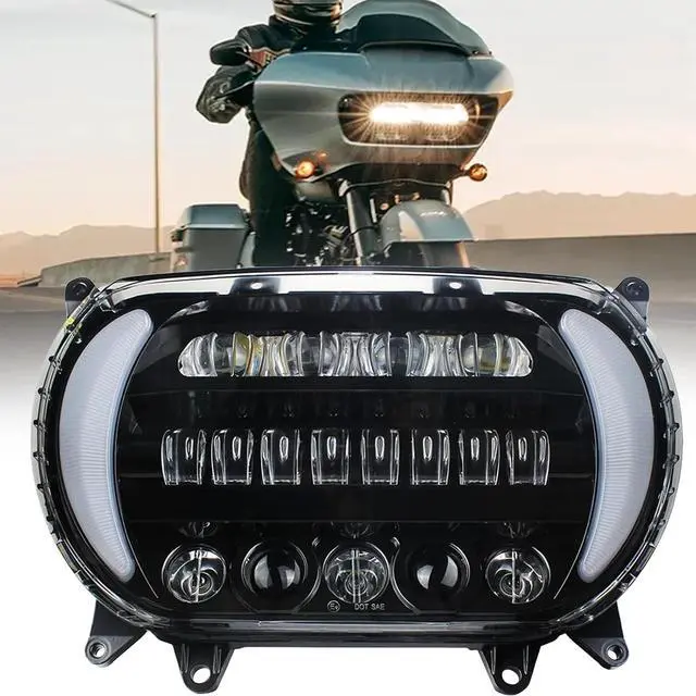 Main image of Headlight LED Road Glide Motorcycle, Daytime Running Side Lights for 2015 2016 2017 2018 2019 2020 2021 2022 2023 Headlamp Replacement accessories(Black)