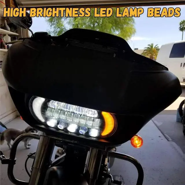 Alt view image 2 of 7 - Headlight LED Road Glide Motorcycle, Daytime Running Side Lights for 2015 2016 2017 2018 2019 2020 2021 2022 2023 Headlamp Replacement accessories(Black)