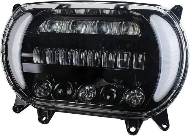 Alt view image 6 of 7 - Headlight LED Road Glide Motorcycle, Daytime Running Side Lights for 2015 2016 2017 2018 2019 2020 2021 2022 2023 Headlamp Replacement accessories(Black)