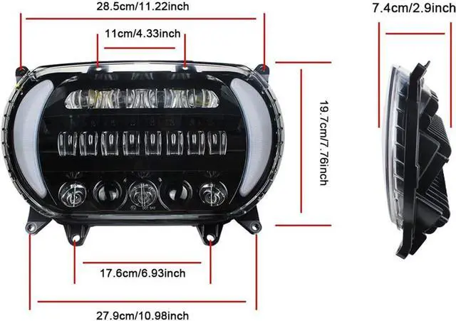 Alt view image 7 of 7 - Headlight LED Road Glide Motorcycle, Daytime Running Side Lights for 2015 2016 2017 2018 2019 2020 2021 2022 2023 Headlamp Replacement accessories(Black)