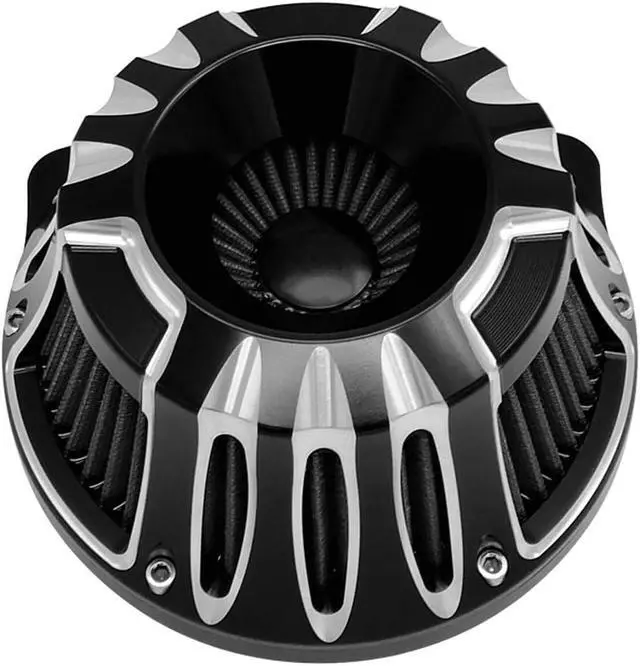 Alt view image 3 of 6 - Air Filter Motorcycle Intake Cleaner Cnc Cut Kit Black for Harley Model Touring Street Glide 2008-2016 Softail 2016-2017 Fitment - C