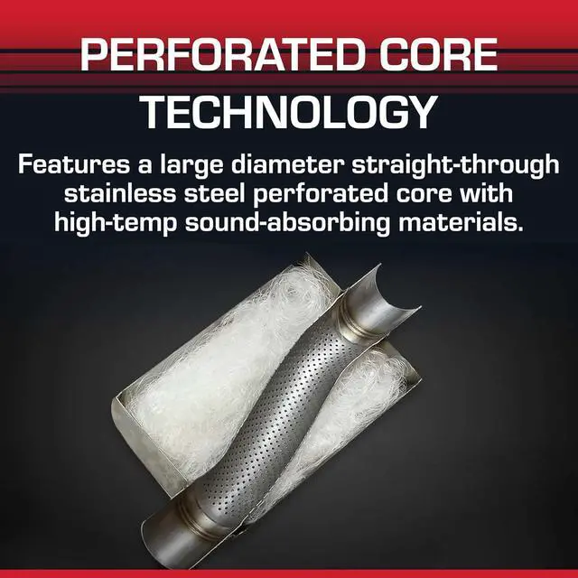 Alt view image 5 of 7 - Flow FX Chambered Muffler  2.25 Center In / 2.25 Center Out  Round Body  Moderate Sound  Stainless Steel  Afable Performance for Modern Trucks, Muscle Cars & Daily Drivers, 71415