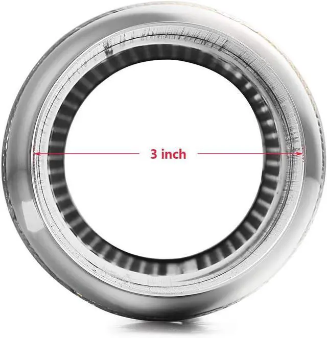 Alt view image 5 of 5 - Exhaust Resonator 3" Inlet, 3" Inlet 3" Outlet 12" Overall Length Muffler Resonator Stainless Steel Polished Deep Tone Clear Up Rasp 2 Pack