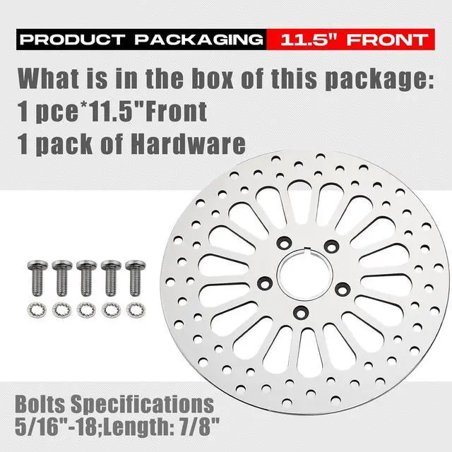 Alt view image 4 of 7 - 11.5''Front Brake Rotor for Harley Davidson Touring Sportster Dyna and Early Super Glide Softail Great Performance Superior Heat Dissipation Brake part, Mirror-Polished Stainless Steel Rotors