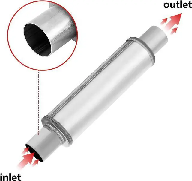 Alt view image 4 of 7 - 2.25" Inlet/Outlet Exhaust Muffler,2.25 Universal Muffler Stainless Steel Straight Through Design performance muffler 2.25,20'' Overall Deep Sound for Cars (2.25'' Inlet 2.25'' Outlet)