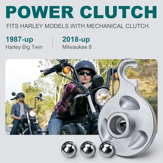Alt view image 2 of 7 - Power Clutch Easy Pull Ramp Reduced Effort Clutch Kit for Harley 1987-up Big Twin Softail Touring Dyna & M8 Models with Mechanical Clutch