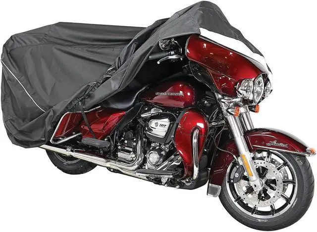 Alt view image 4 of 7 - Nelson Rigg USA Defender Extreme Motorcycle Cover; Waterproof; Outdoor All Weather; Fade Resistant; Ventilated; Reflective; Lock Grommets; Storage Bag (X-Large)