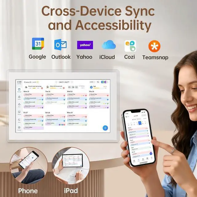 Alt view image 2 of 7 - 15.6" Digital Calendar Wall Touch Screen, Chore Chart, Photo Frame, Refills