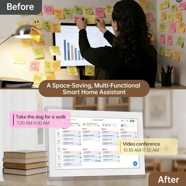 Alt view image 3 of 7 - 15.6" Digital Calendar Wall Touch Screen, Chore Chart, Photo Frame, Refills