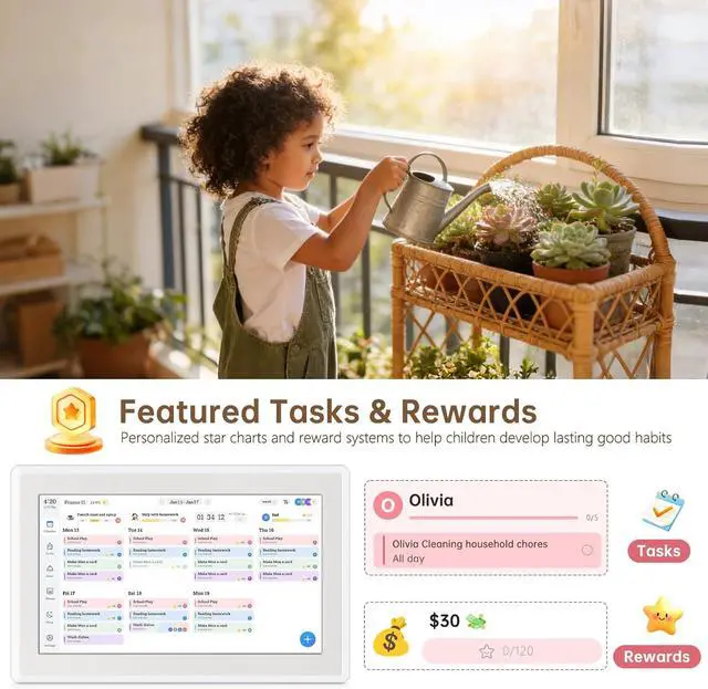 Alt view image 4 of 7 - 15.6" Digital Calendar Wall Touch Screen, Chore Chart, Photo Frame, Refills