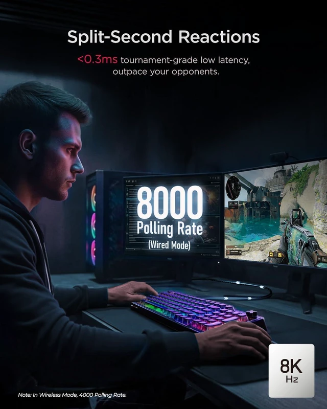 Alt view image 2 of 7 - wegear PIXIU 98 Mechanical Gaming Keyboard, Cherry MX2A Brown Switches | 8K Hz Polling, Tri-Mode Gasket Key-Board with Knob for PC/Mac/Laptop, Hot Swappable, PBT, RGB Backlit, 95 Keys
