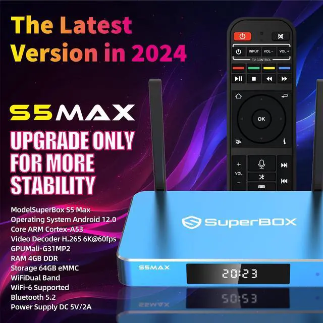 Alt view image 2 of 7 - Besttop Superbox S5 Max 2025 Fully Loaded, 4GB RAM+64GB ROM, Super Box S5 Max Smart TV Box with Voice Remote, 2T2R Dual Band WiFi, Easy Setup Guide & Phone Support by Authorised Seller