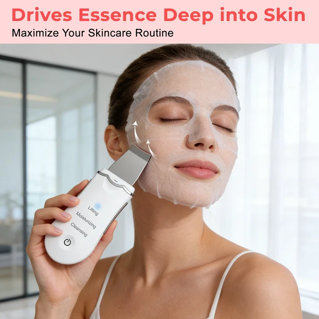 Alt view image 4 of 7 - YEVYO Skin Scrubber Face Spatula, Ultrasonic Skin Scrubber for Deep Cleansing and Blackhead Removal, Facial Spatula, Pore Cleaner at Home and Travel