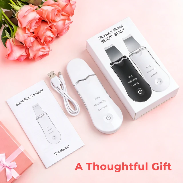 Alt view image 7 of 7 - YEVYO Skin Scrubber Face Spatula, Ultrasonic Skin Scrubber for Deep Cleansing and Blackhead Removal, Facial Spatula, Pore Cleaner at Home and Travel