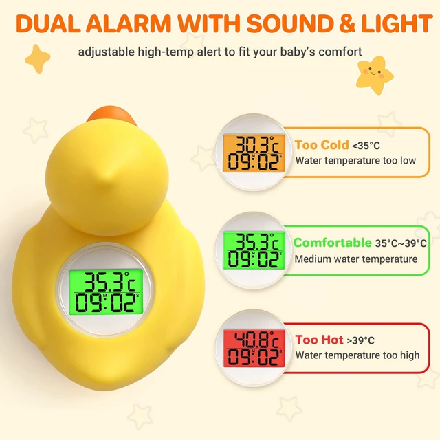 Alt view image 3 of 7 - YEVYO Baby Bath Thermometer - Smart Bath Duck Thermometer with Accurate Water Thermometer Sensor - Infant Safety Bath Essentials for Newborn - Yellow
