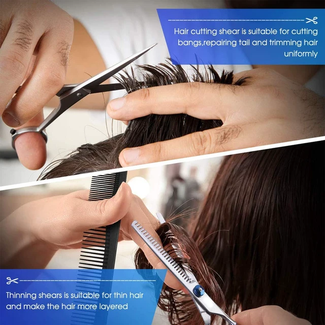 Alt view image 4 of 7 - YEVYO Hair Cutting Scissors Set, 6 Inch Hairdressing Thinning Shears for Hair Cutting for Women, Men, Kids - Silver