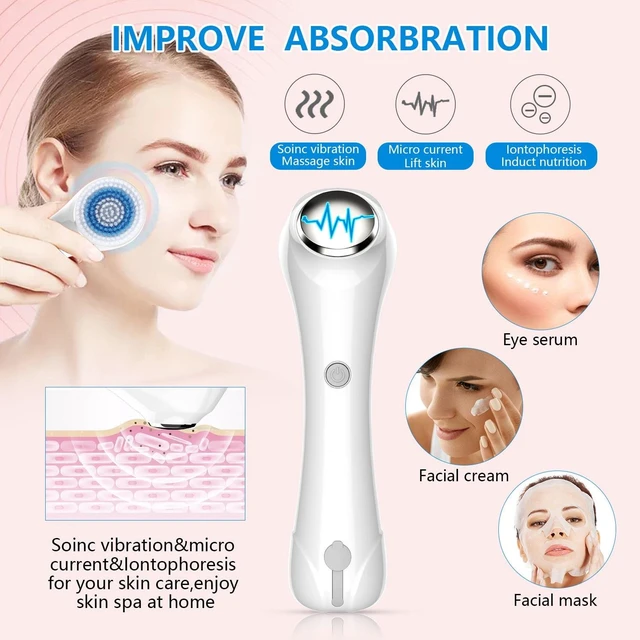 Alt view image 3 of 7 - YEVYO Facial Cleansing Brush, Brush for Exfoliating, IPX7 Waterproof 3 in 1 for Massaging, Deep Cleansing Rechargeable with 4 Brush Head Replacements, White