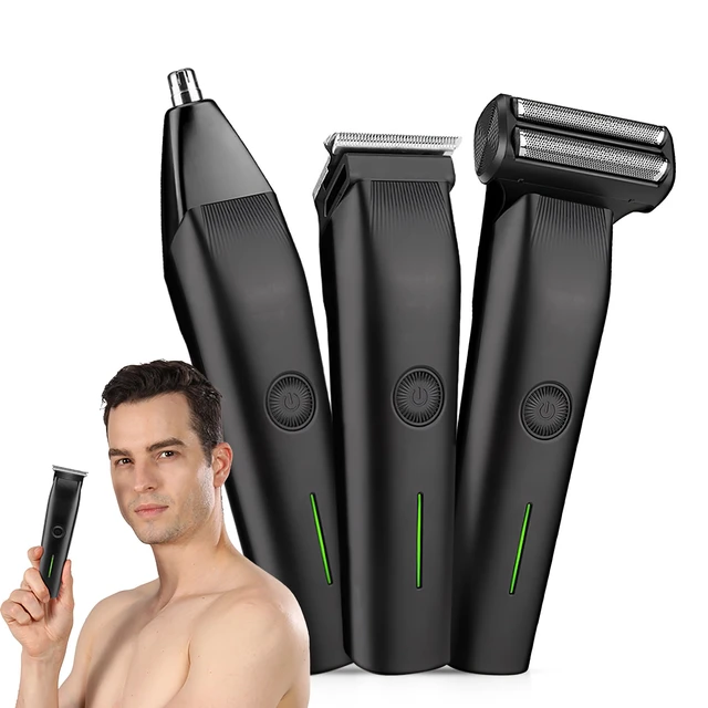 Main image of Professional 3-in-1 Beard Trimmer & Grooming Kit - Precision Hair Clippers for Face/Nose/Ear, Rechargeable with 3 Guards, Valentines Gift Ready