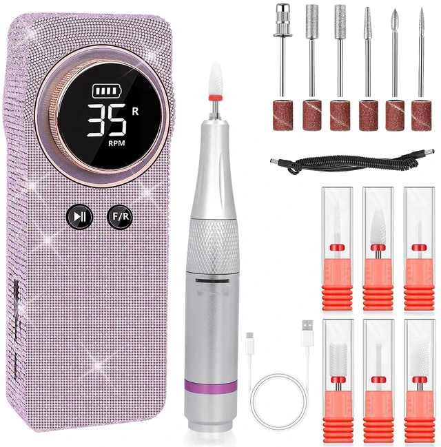 Main image of YEVYO Portable Electric Nail Drill 35000RPM Nails Milling Cutter Wireless Pedicure Grinder Rechargeable Nail Drilling Machine
