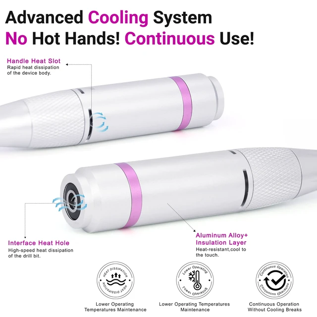 Alt view image 4 of 7 - YEVYO Portable Electric Nail Drill 35000RPM Nails Milling Cutter Wireless Pedicure Grinder Rechargeable Nail Drilling Machine