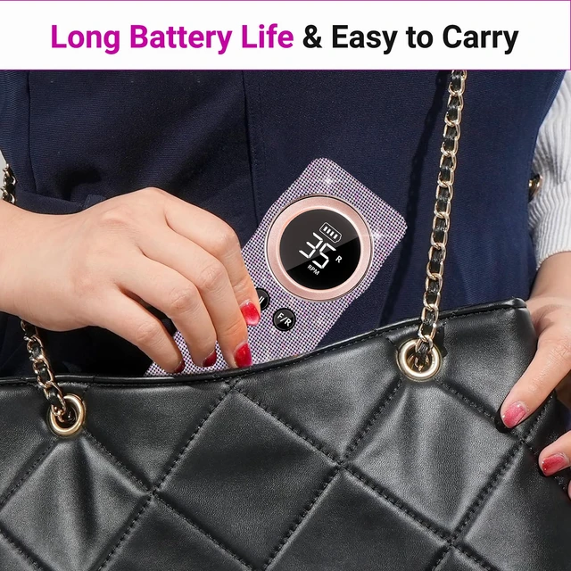 Alt view image 7 of 7 - YEVYO Portable Electric Nail Drill 35000RPM Nails Milling Cutter Wireless Pedicure Grinder Rechargeable Nail Drilling Machine