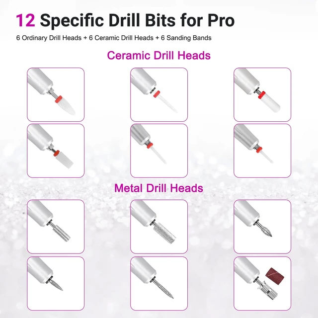 Alt view image 6 of 7 - YEVYO Portable Electric Nail Drill 35000RPM Nails Milling Cutter Wireless Pedicure Grinder Rechargeable Nail Drilling Machine