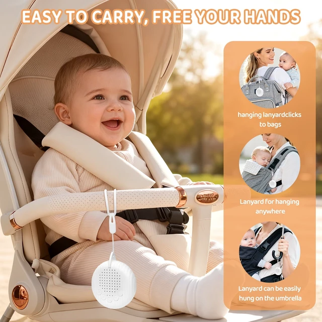 Alt view image 2 of 7 - YEVYO Mini White Noise Machine for Baby Sleep - 10 Calming Sounds, Long Battery for Travel & Crib - USB Rechargeable with Auto-Off & Memory - White