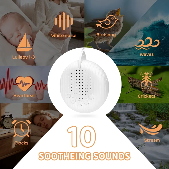 Alt view image 4 of 7 - YEVYO Mini White Noise Machine for Baby Sleep - 10 Calming Sounds, Long Battery for Travel & Crib - USB Rechargeable with Auto-Off & Memory - White