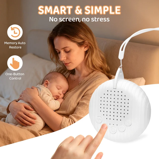 Alt view image 6 of 7 - YEVYO Mini White Noise Machine for Baby Sleep - 10 Calming Sounds, Long Battery for Travel & Crib - USB Rechargeable with Auto-Off & Memory - White
