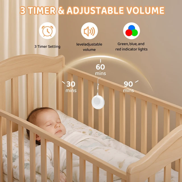 Alt view image 7 of 7 - YEVYO Mini White Noise Machine for Baby Sleep - 10 Calming Sounds, Long Battery for Travel & Crib - USB Rechargeable with Auto-Off & Memory - White