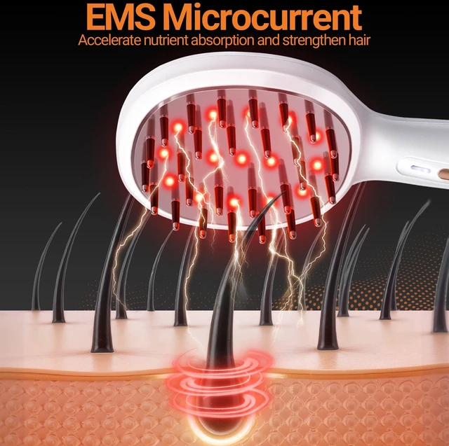 Alt view image 4 of 7 - Laser Scalp Massager Comb - Scalp Massager with Red Light & Vibration - Red Light Therapy for Hair Loss Women & Men - IPX6 Waterproof - White