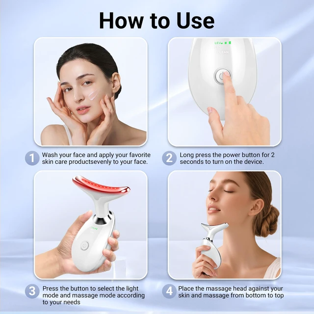 Alt view image 4 of 7 - YEVYO Face Massager Red Light Therapy for Face - 7 Colors Facial Neck Massager with Red Light Therapy, Portable Skincare Tool for Tightening & Lifting - Gift for Women - White
