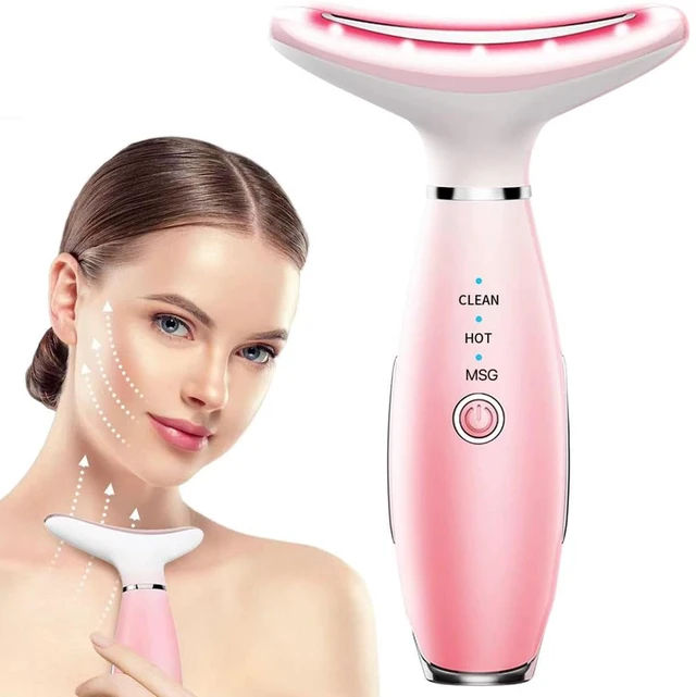 Main image of YEVYO Neck Face Massager, Skin Care Face Massage Tool, 3-in-1 Facial Massager, Face Sculpting Tool with Thermals, Vibration (Pink)