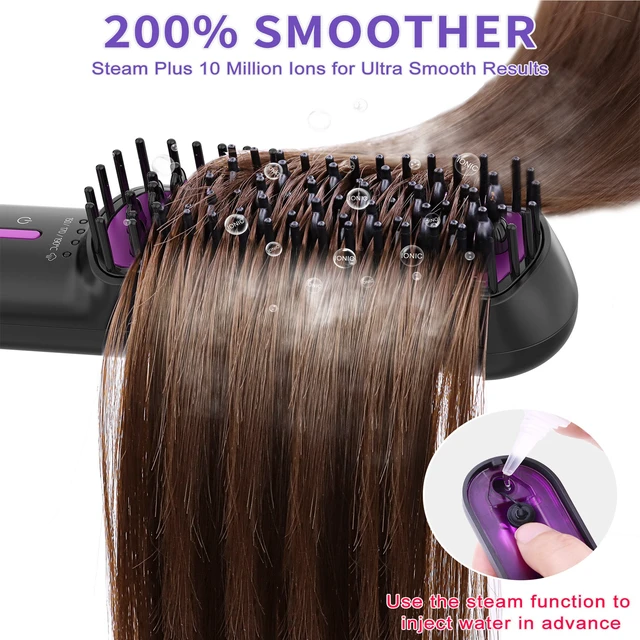 Alt view image 2 of 7 - YEVYO Hair Straightener Brush, Upgraded Steam Straightening Brush for Smooth On Hair Care - Black