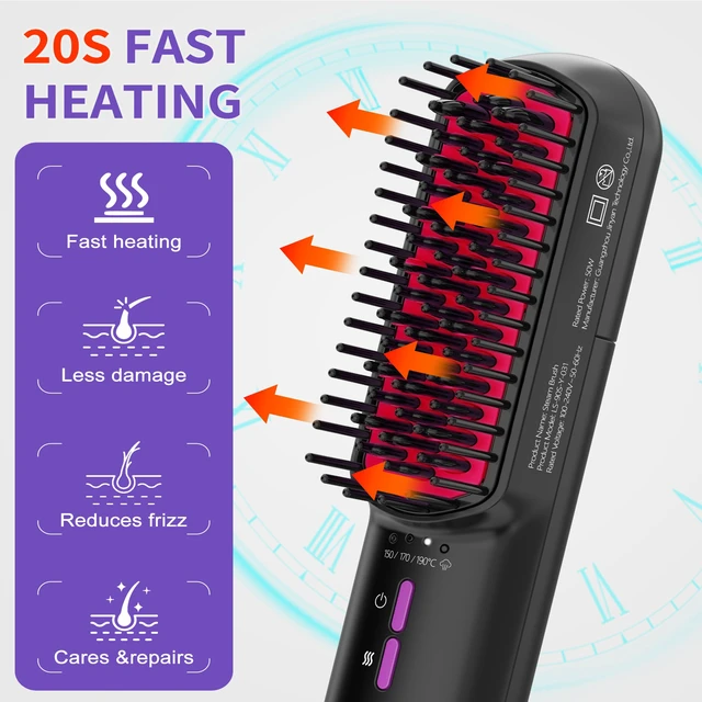 Alt view image 5 of 7 - YEVYO Hair Straightener Brush, Upgraded Steam Straightening Brush for Smooth On Hair Care - Black