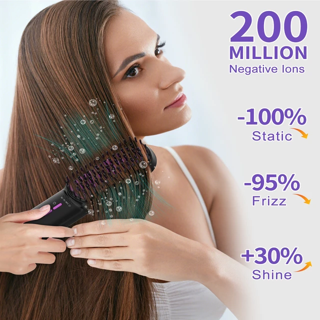 Alt view image 6 of 7 - YEVYO Hair Straightener Brush, Upgraded Steam Straightening Brush for Smooth On Hair Care - Black