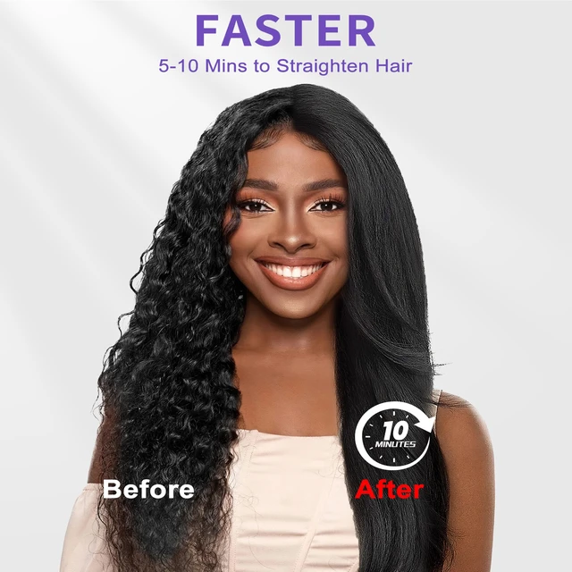 Alt view image 7 of 7 - YEVYO Hair Straightener Brush, Upgraded Steam Straightening Brush for Smooth On Hair Care - Black