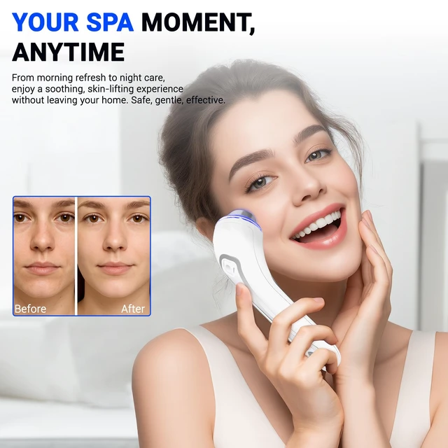 Alt view image 7 of 7 - YEVYO High-Frequency Ultrasonic Facial Massager - Deep Cleansing & Ion Nutrition Import, LED Red Light Therapy, Face Lifting Tool - For Home Spa Anti-Aging Skincare, Women Gift - White