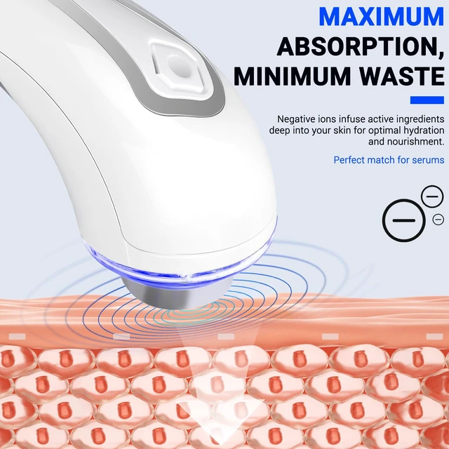 Alt view image 3 of 7 - YEVYO High-Frequency Ultrasonic Facial Massager - Deep Cleansing & Ion Nutrition Import, LED Red Light Therapy, Face Lifting Tool - For Home Spa Anti-Aging Skincare, Women Gift - White