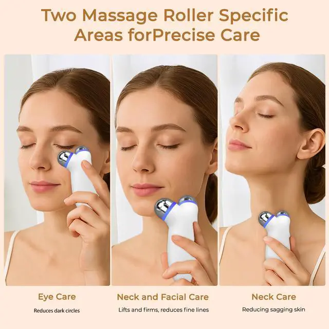 Alt view image 4 of 6 - YEVYO EMS Microcurrent Facial Device with Red & Blue Light - Face Lift & Contour Massager, Heated Vibration Skin Care Tool for Anti-Aging, Travel-Friendly - White