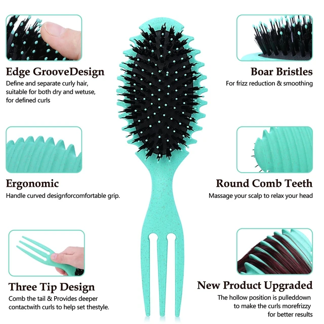 Alt view image 2 of 7 - YEVYO Curl Defining Brush for Curly Hair - Bounce Styling Tool for 3A to 4C Coils & Waves - Eco-Friendly Lightweight Design - Mint Green