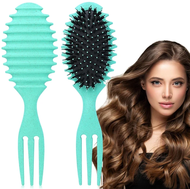 Main image of YEVYO Curl Defining Brush for Curly Hair - Bounce Styling Tool for 3A to 4C Coils & Waves - Eco-Friendly Lightweight Design - Mint Green