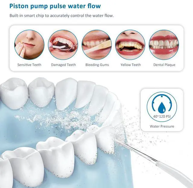 Alt view image 4 of 7 - YEVYO Cordless Water Flosser Rechargeable - 4 Cleaning Modes, 310ml Water Tank, IPX7 Waterproof - Portable Water Dental Pick for Braces & Adults - Black