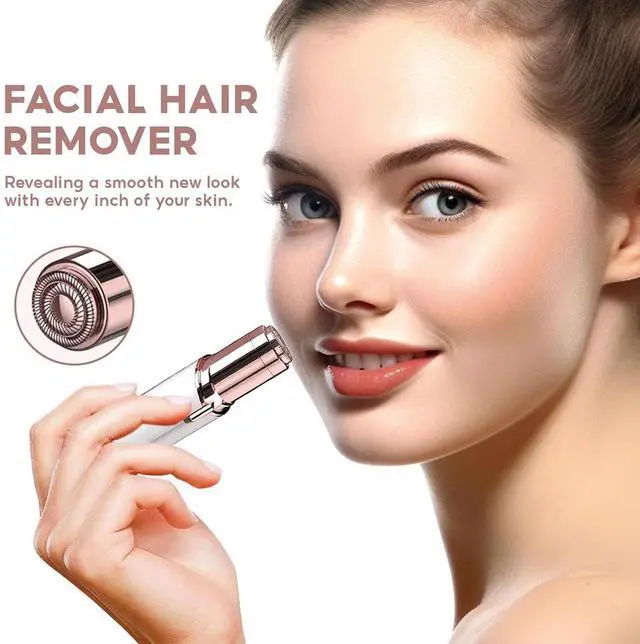 Alt view image 4 of 7 - YEVYO Facial Hair Remover for Women - Painless Electric Face Shaver with LED Light, USB Rechargeable Facial Hair Removal Tool for Lip Chin Cheeks - Rose Gold