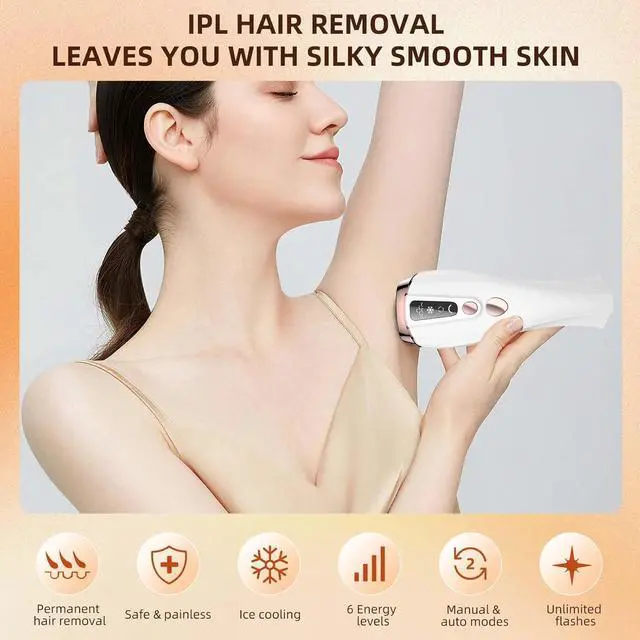 Alt view image 2 of 7 - YEVYO Laser IPL Hair Removal Device - Ice Cooling System & 6 Energy Levels for Women & Men - Permanent At Home Lazer Hair Removal for Body, Bikini, Armpit, Face - White